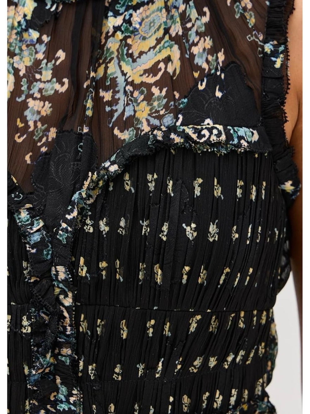 Ulla Johnson Kasia Black Floral Sleeveless Smocked Dress NWT - Picture 6 of 8